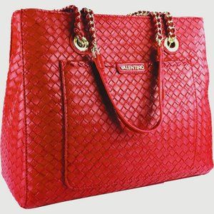 Mario Valentino Vegan Woven Red Shoulder Bag